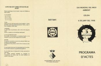 Anvers del Programa d’Actes del Dia Internacional del Medi Ambient, 1998, Gelida. Arxiu Municipal de Gelida.