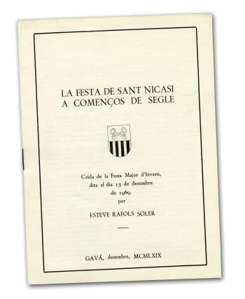 Portada del pregó de festes pronunciat per Esteve Ràfols l’any 1969. AMG.