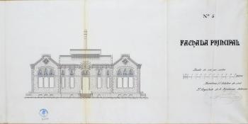 Façana principal pavelló central del recinte de Maternitat, 15/10/1898. Autoria: Josep Bori. Fons: Diputació de Barcelona. (CAT AGDB R.2566)