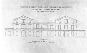 Projecte de les obres d’ampliació de l’Escola de Teixits de Canet de Mar, març de 1933. Autoria: Joan Rubió i Bellver. Fons: Diputació de Barcelona. (CAT AGDB R.12876)